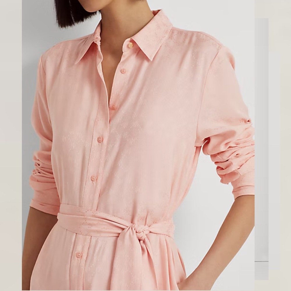 Ralph Lauren Belted Logo Jacquard Shirtdress
